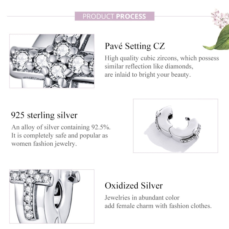 Sterling silver bead charm with pavé CZ and oxidized finish