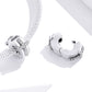 S925 sterling silver beaded cross buckle charm with clear stone accents
