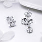 Sterling silver cat stud and dangling teardrop charm earrings with sparkle CZ details