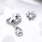 Cat silhouette drop earrings in silver with clustered clear CZ stones and teardrop charm