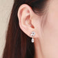 S925 sterling silver cat stud earring with a small teardrop dangle