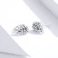 S925 sterling silver wing stud earrings with clear crystal accents