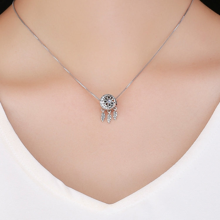 Sterling silver necklace with dreamcatcher pendant bead charm and feather dangles
