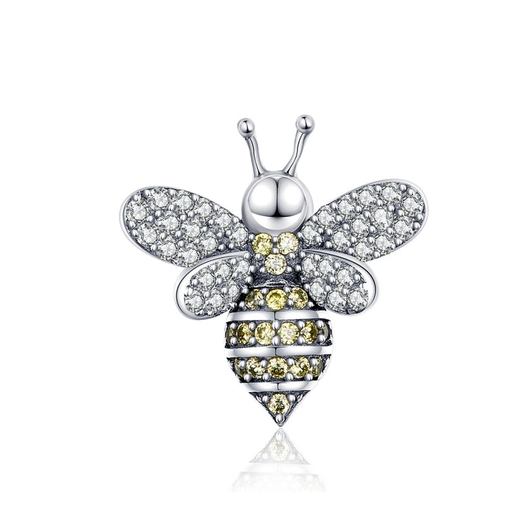 Sterling silver bee charm with clear and yellow stone accents