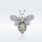 Sterling silver bee bead charm with clear and yellow stones