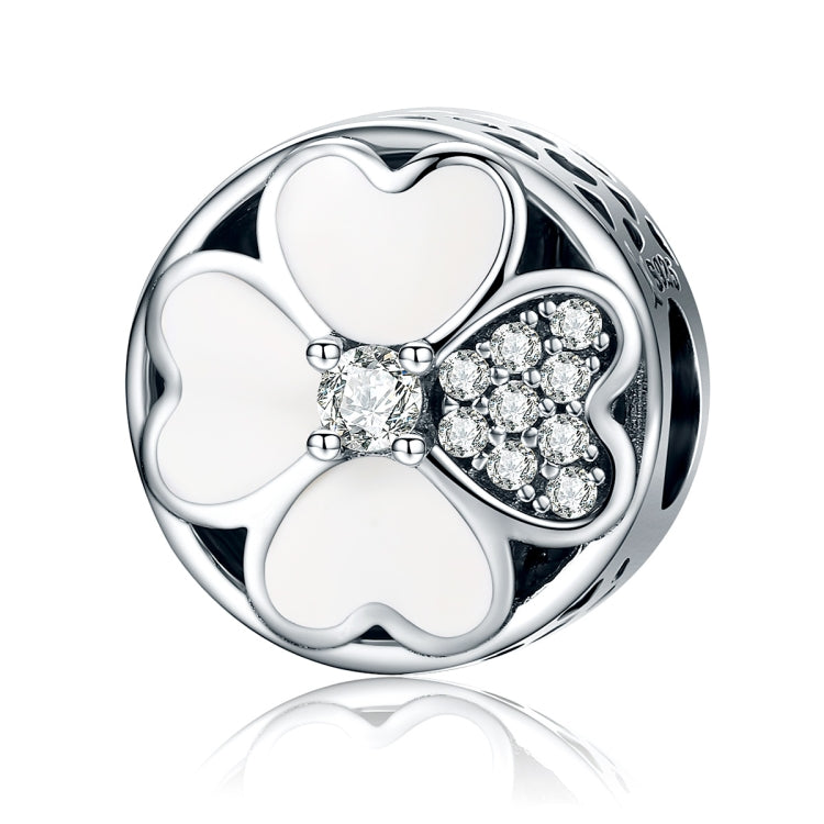 S925 sterling silver flower bead with heart petals and diamond accents