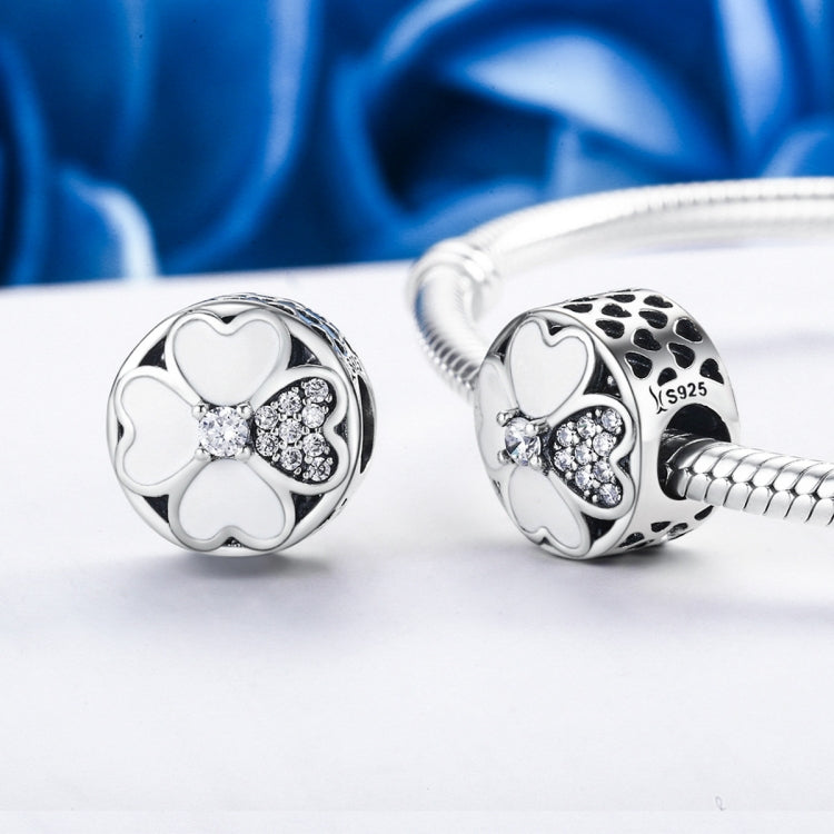 S925 sterling silver diamond clover bead charm, one loose and one on bracelet