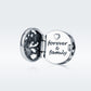 Openable round sterling silver charm with family tree panel and 'forever & family' engraving
