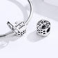 Openable family tree charm bead on silver snake chain, with heart and 'forever & family' engraving
