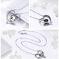 Sterling silver koala heart pendant necklace with clear CZ stones and chain