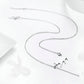 Silver-tone chain necklace with cat silhouette charm and small CZ pendant