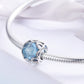 Blue faceted crystal charm bead on silver snake chain