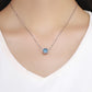Blue crystal bead charm pendant on thin silver chain
