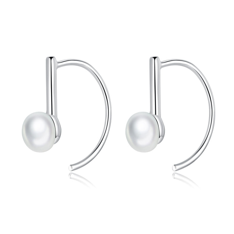 S925 sterling silver hoop earrings with white shell pearl bead