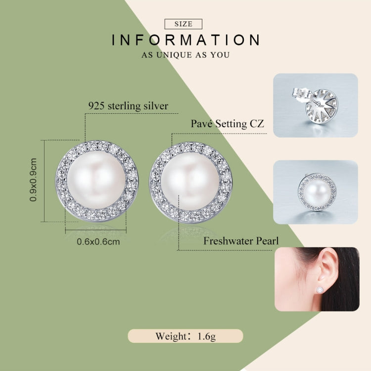 Pearl and CZ sterling silver stud earrings