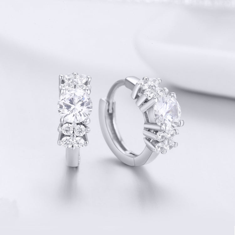 Sterling silver hoop earrings with zircon stones