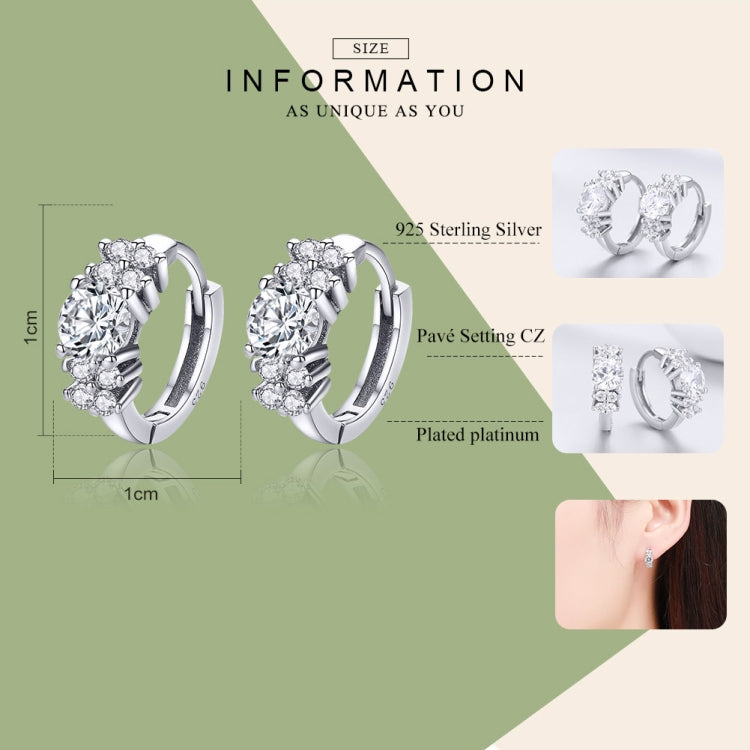 Sterling silver zircon hoop earrings with pavé setting
