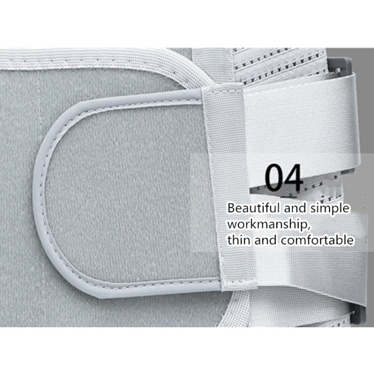 Medical waist support brace close-up of padded panel with elastic strap and stitching
