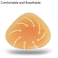 Triangular concave silicone breast prosthesis, smooth tan, airflow swirl arrows