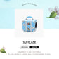 Blue suitcase charm bead with silver-tone detailing and enamel accents