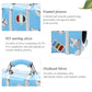 Close-up of blue enamel suitcase charm bead with silver-tone side details