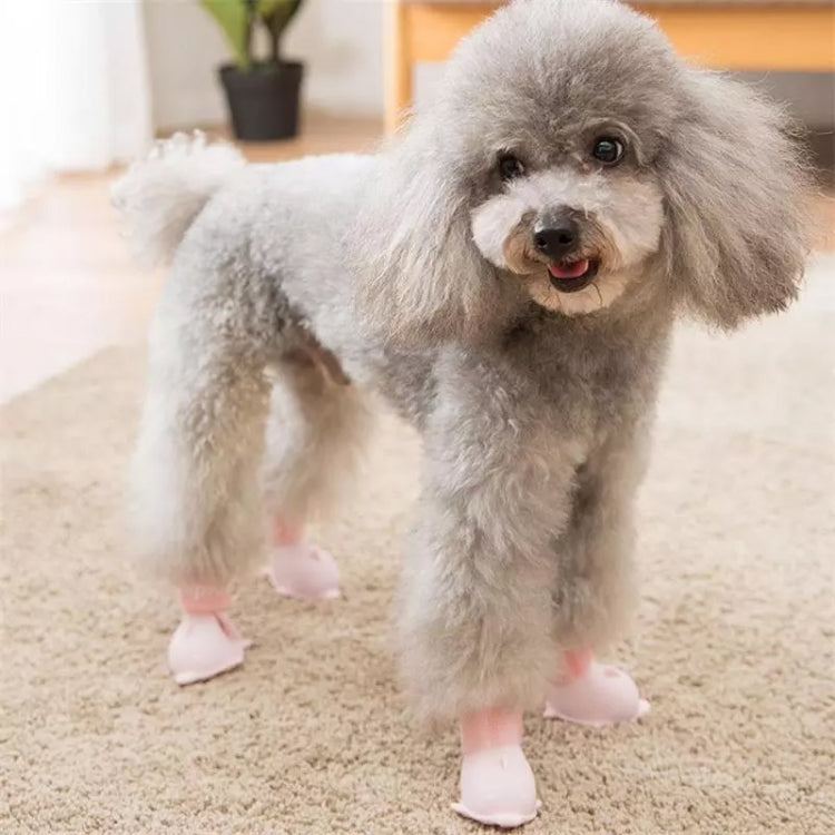 Cartoon dog waterproof rain boots set, pink boots on small dog