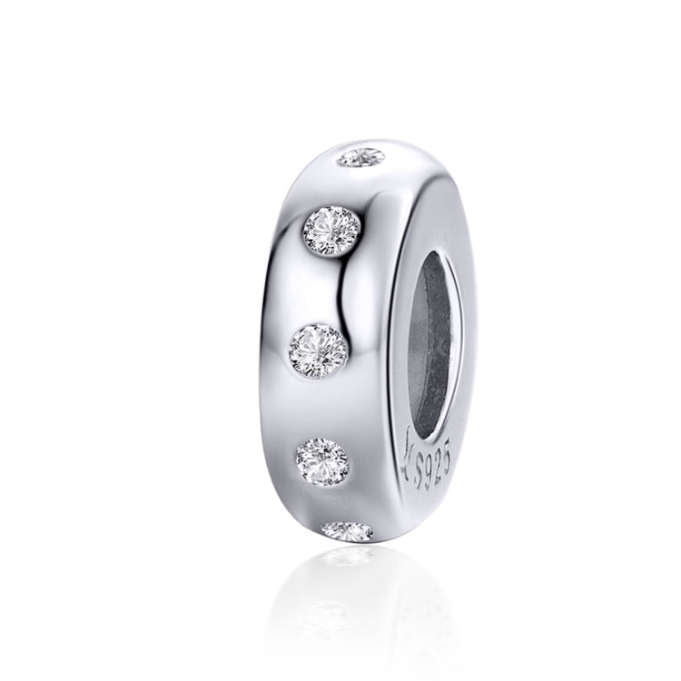 Sterling silver spacer bead charm with clear CZ stones and 925 stamp