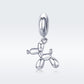 Sterling-style balloon dog charm bead with oval hanging ring
