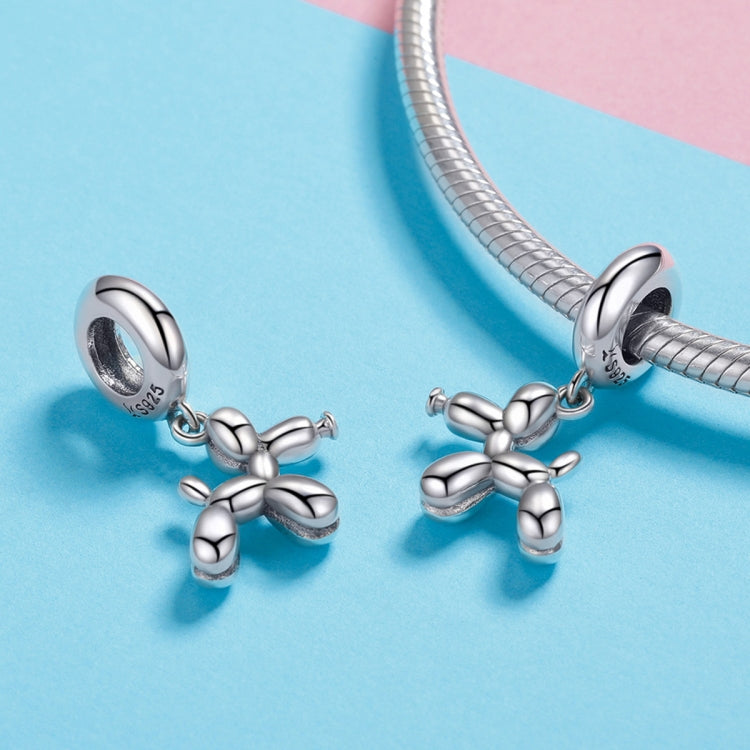 Balloon dog charm bead on a silver bracelet chain