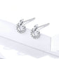 Sterling silver platinum-plated circle zircon stud earrings