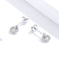 Sterling silver circle stud earrings with zircon stones and platinum plating