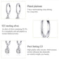 Sterling silver platinum-plated hoop earrings with CZ drop pendants