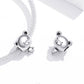 Sterling silver bear charm bead set with two matching bear heads on chain