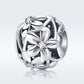 Sterling silver flower charm bead with dripping-oil motif and S925 stamp on the side