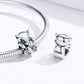 Fox charm bead set: green-eyed sterling silver fox on snake chain and loose charm