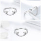 Silver open ring with two round CZ stones and a linked chain detail on the band