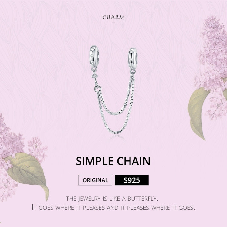 Silver chain safety bracelet with two oval ends and small CZ stones