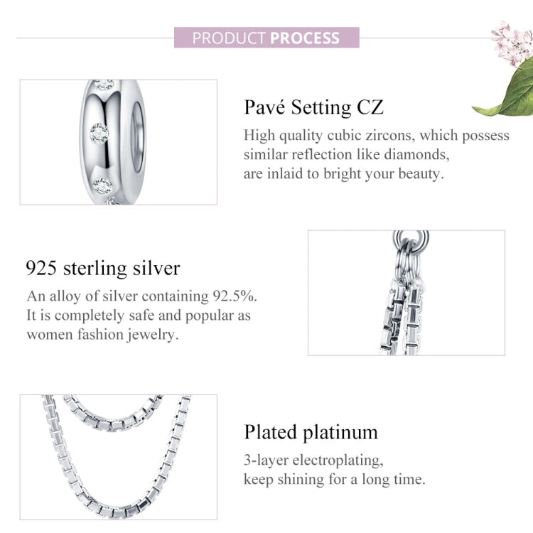 Sterling silver safety chain bracelet accessory with CZ details and chain closeups