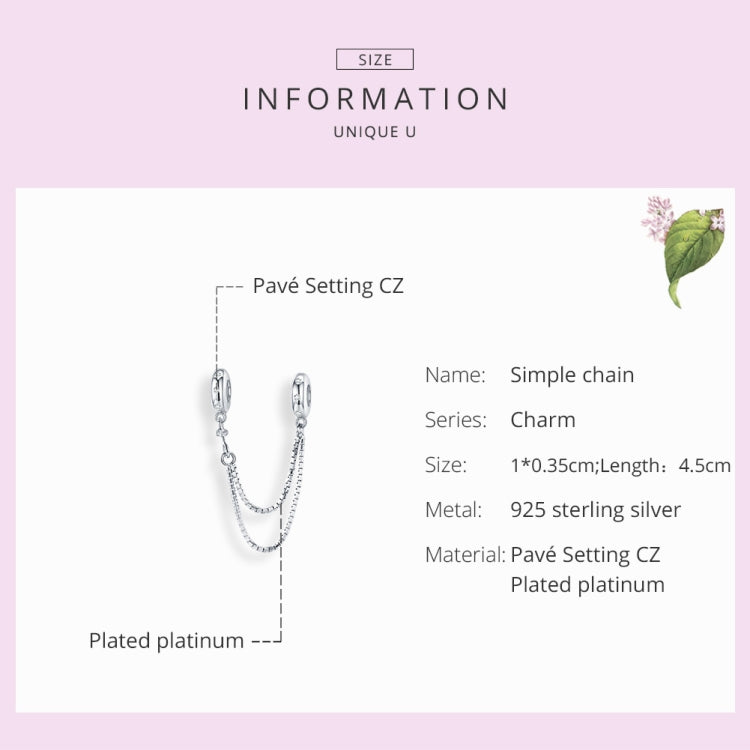 Sterling silver two-layer safety chain with pavé CZ accents