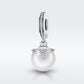Sterling silver pearl charm pendant with crystal-accented bail