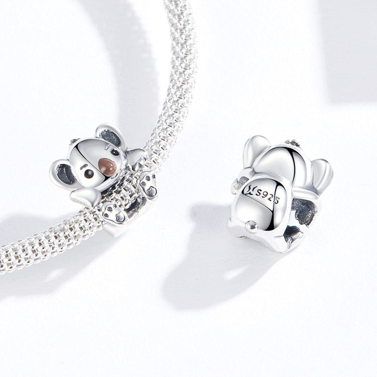 Koala charm bead on silver chain bracelet with matching clasp end cap
