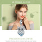 Owl charm pendant in sterling silver with blue enamel scallops and clear rhinestones