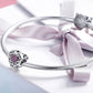 S925 sterling silver heart charm bead bracelet with pink stones