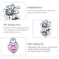S925 sterling silver flower bead charm with pavé CZ and pink heart pendant
