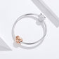Silver snake bracelet with a silver CZ heart charm and a rose gold 'Forever & always' bead
