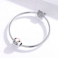 Snake-chain bracelet with round family charm bead and sparkling rhinestone clasp