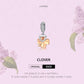 Heart-and-clover charm with rose-gold petals on a silver loop, CZ stones