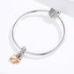 Snake bracelet with clover charm and small heart, plus a cat-head charm on ends