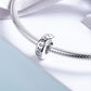 Sterling silver heart charm bead on a silver snake chain with “love you”