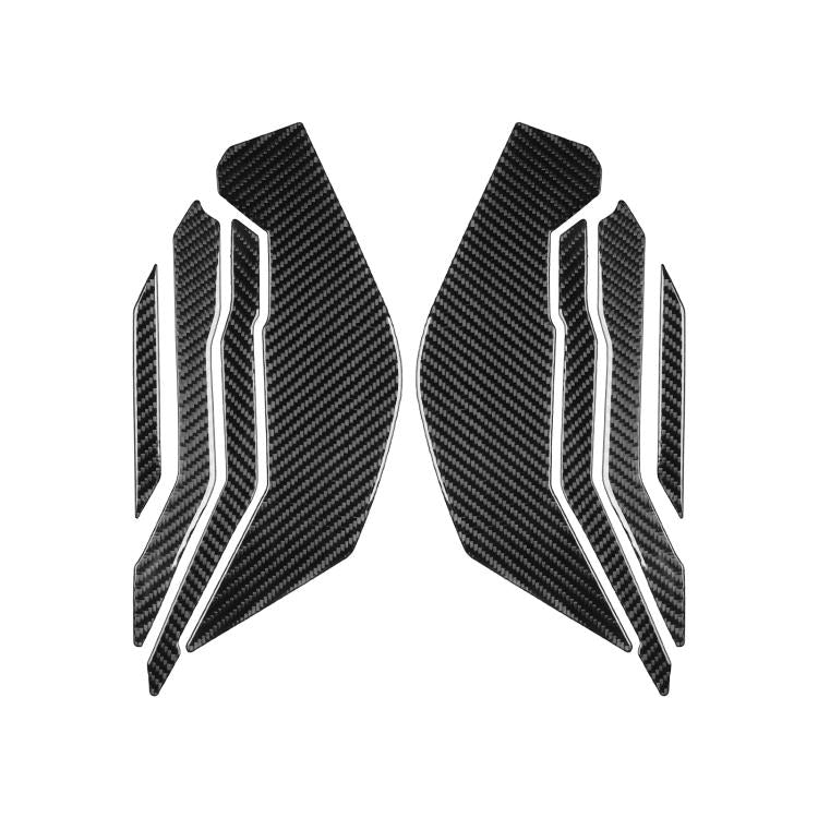 Black carbon-fiber style fuel tank side decoration sticker set with 4 shaped pieces